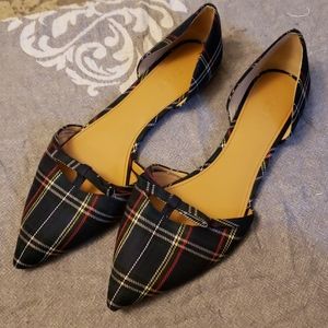 J Crew Plaid d'Orsay Flats, size 11M